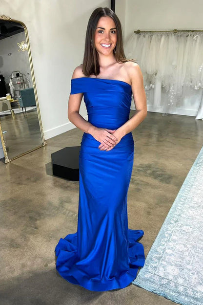 One Shoulder Sleeveless Empire Mermaid Long Party Prom Dress