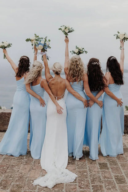 One Shoulder Sleeveless Long Bridesmaid Dress With Side Slit