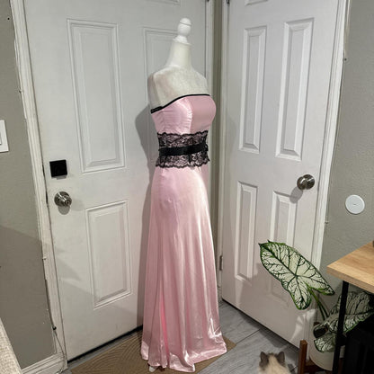 Pink/Green Lace Long Satin Prom Dress Evening Dress Graduation Dress gh4566
