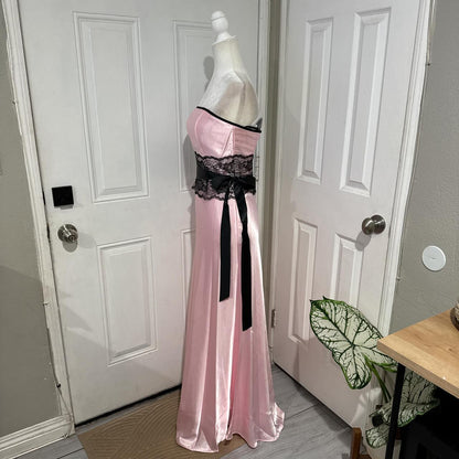 Pink/Green Lace Long Satin Prom Dress Evening Dress Graduation Dress gh4566