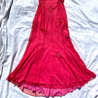 Vintage Fashion Playful and Sexy Bright Pink Deep V Delicate Floral Beaded Halter Long Satin Tulle Fairy Ball Gown Square Neck Prom Dress Evening Gown Birthday Party Dress gh3958