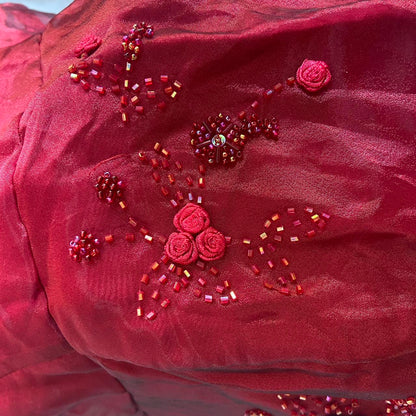 Burgundy Elegant Vintage Fashion Exquisite Beaded Long Tulle Ball Gown Evening Dress Party Dress Prom Dress gh3664