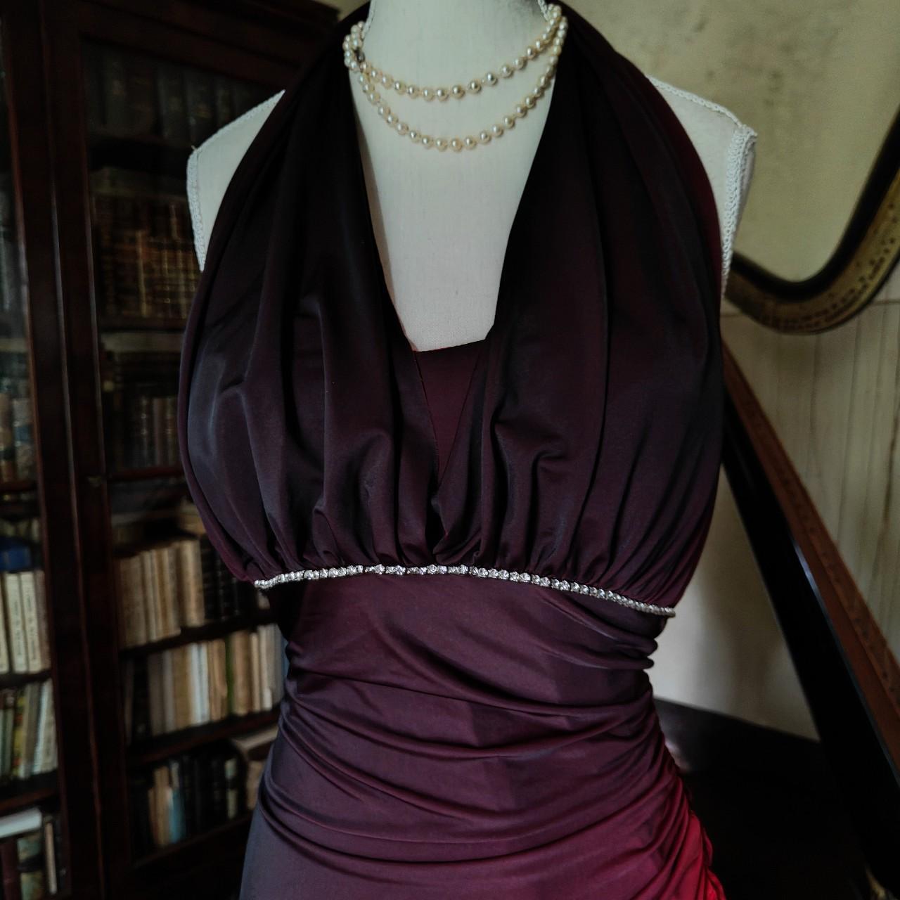 Girlhomeshops--Burgundy black gradient retro fashion long chiffon fairy dress prom dress gh5545
