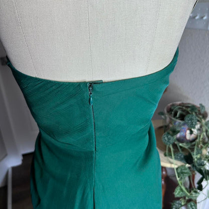 Girlhomeshops--Strapless green simple fashionable short satin formal homecoming dress gh5502