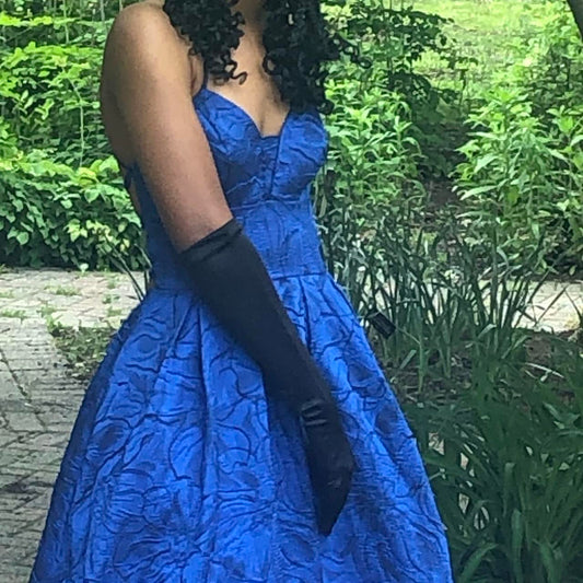 Prussian blue vintage fashion rose embroidery design long satin elegant ball gown evening dress party dress prom dress gh3666