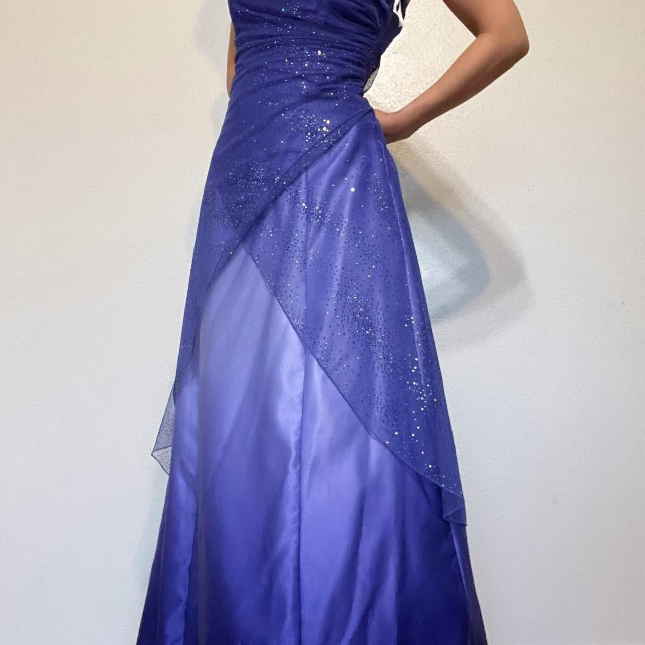 Girlhomeshops--Purple shiny fashion gradient tube top long floor-length ball gown graduation dress gh5514