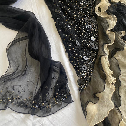 Black Sparkly Elegant Ruffled Tulle Long Sequin Ball Gown Prom Dress Evening Gown Party Dress gh3141