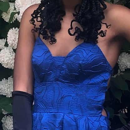 Prussian blue vintage fashion rose embroidery design long satin elegant ball gown evening dress party dress prom dress gh3666