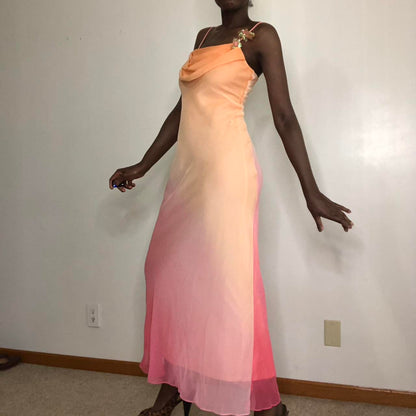 Pink orange fashion gradient long formal Prom dress evening dress party dress gh4903