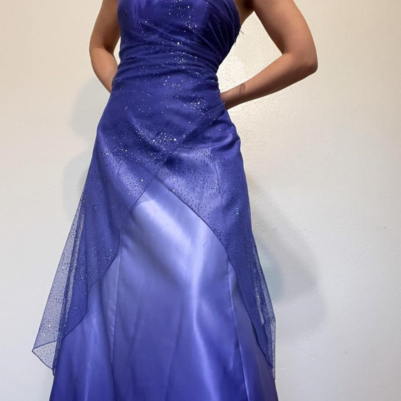 Girlhomeshops--Purple shiny fashion gradient tube top long floor-length ball gown graduation dress gh5514