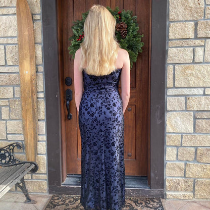 Purple Elegant Exquisite Floral Spaghetti Strap Long Chiffon Ball Gown Evening Dress Party Dress Prom Dress gh3739