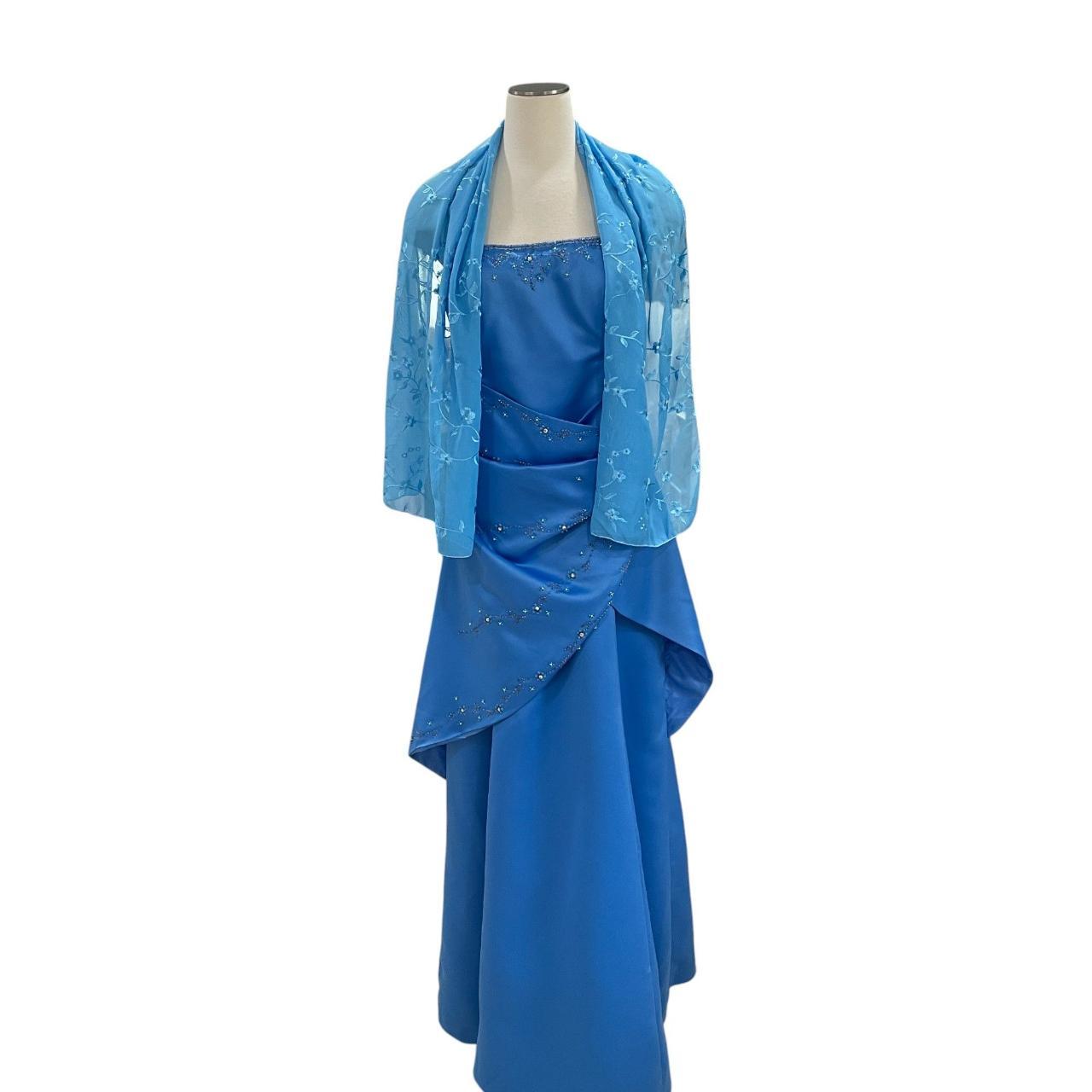 Blue beaded evening gown vintage glam ball gown floral long satin ball gown evening dress party dress gh4351