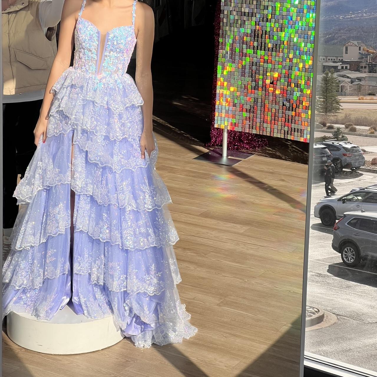 Vintage Shiny Sequin A-Line Prom Dress Spaghetti Strap Tiered Evening Dress Long Formal Dress TP4640