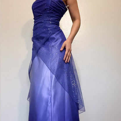 Girlhomeshops--Purple shiny fashion gradient tube top long floor-length ball gown graduation dress gh5514