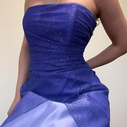 Girlhomeshops--Purple shiny fashion gradient tube top long floor-length ball gown graduation dress gh5514