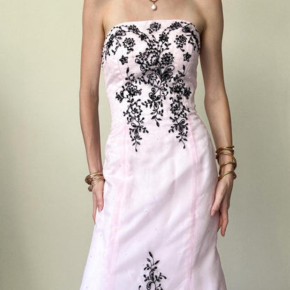 girlhomeshops--Pink Exquisite Floral Long Tulle Prom Dress Graduation Dress gh5645