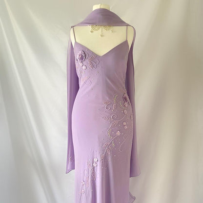 Purple fashion classy pretty exquisite beaded long chiffon ruffled ball gown evening dress party dress gh3547