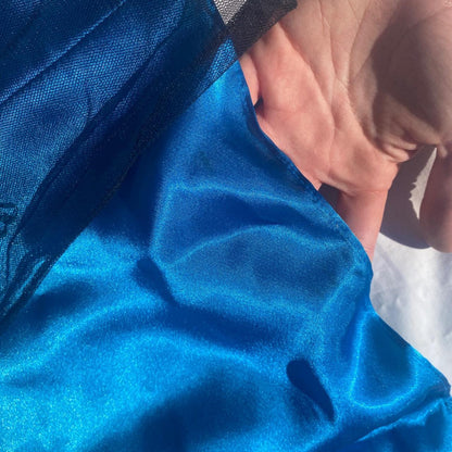 Vintage Fashion Blue Delicate Floral Beaded Ombre Spaghetti Strap Long Satin Tulle Fairy Ball Gown Square Neck Prom Dress Evening Dress Birthday Party Dress gh3957