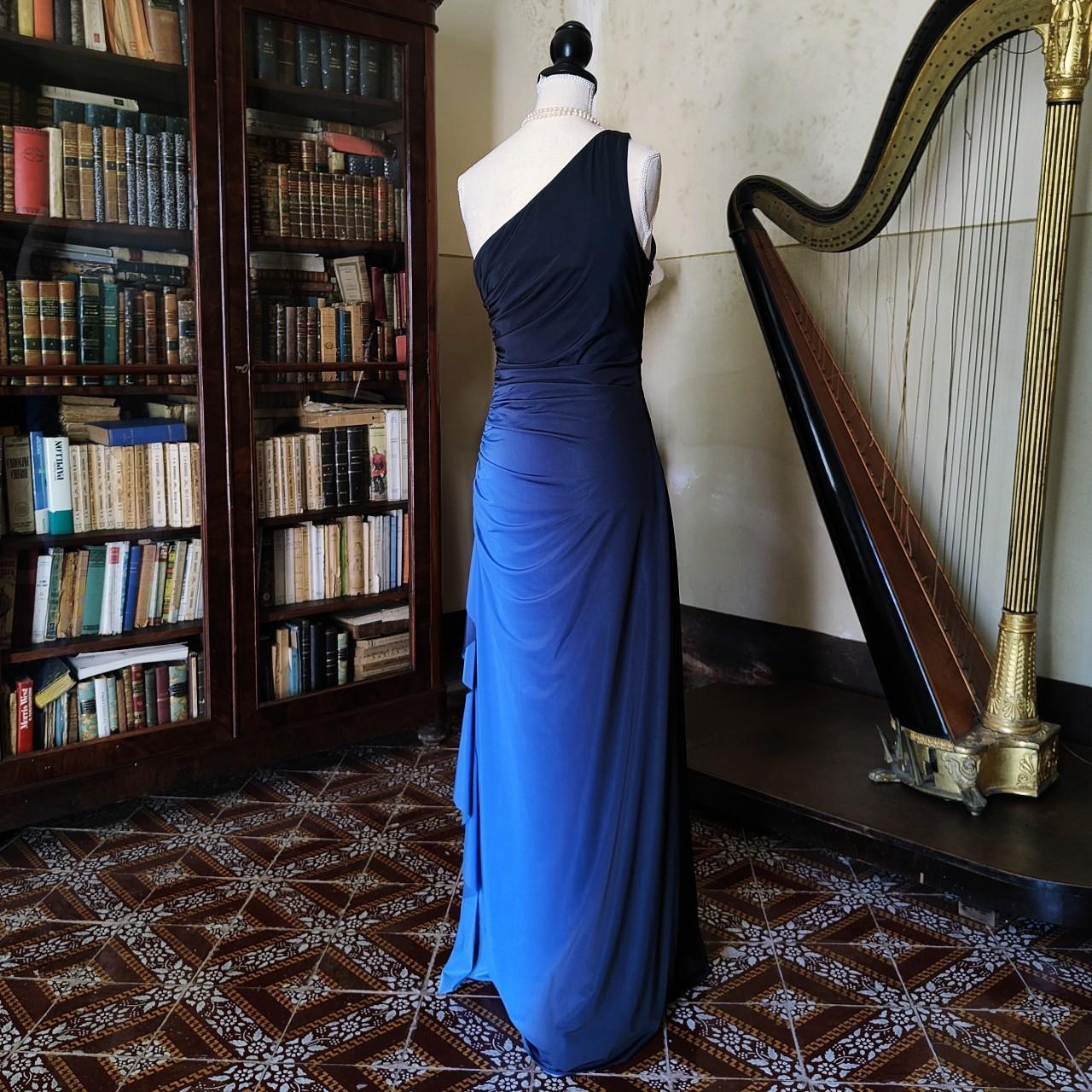 Girlhomeshops--Blue and black fashion one shoulder retro long chiffon fairy dress prom dress gh5544