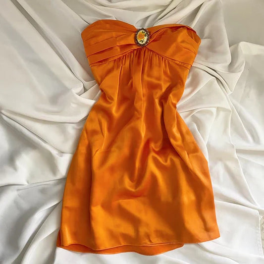 Orange Vintage Rose Elegant short Birthday Dress Party Dress Homecoming Dress Cocktail Dress  gh4670
