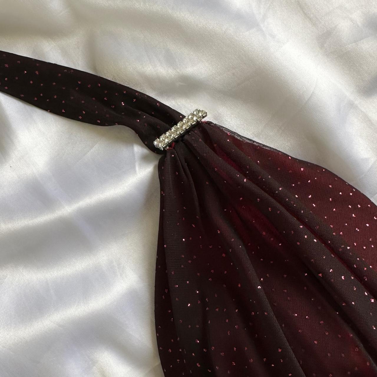 Burgundy shiny elegant strappy long tulle ball gown evening dress birthday party dress gh3900