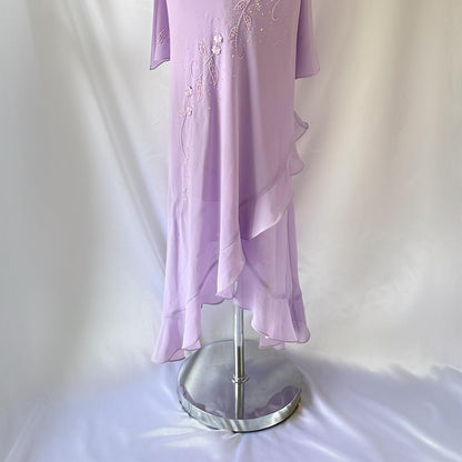Purple fashion classy pretty exquisite beaded long chiffon ruffled ball gown evening dress party dress gh3547