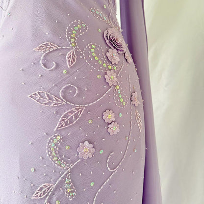 Purple fashion classy pretty exquisite beaded long chiffon ruffled ball gown evening dress party dress gh3547