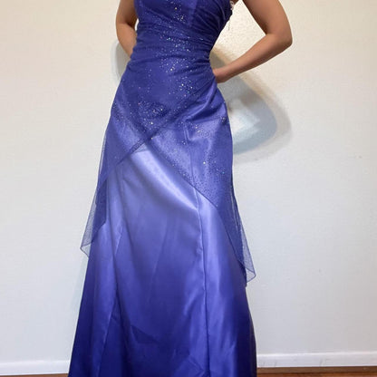 Girlhomeshops--Purple shiny fashion gradient tube top long floor-length ball gown graduation dress gh5514