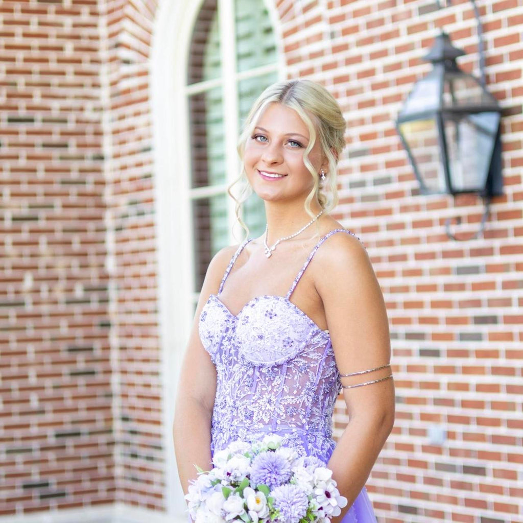 Vintage Lilac Applique Sequin Prom Dress Sweetheart A-Line Evening Dress Long Formal Dress TP4652