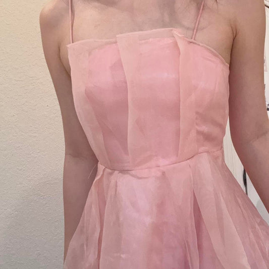 Pink Sweet Elegant Cute Short Spaghetti Straps Satin Tulle Homecoming Dress Prom Dress Evening Dress Party Dress gh4177