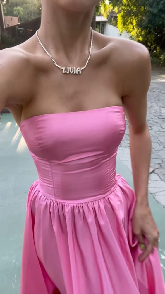 Pink Leg Split Prom Dress Women Sexy Party Dresses P1152