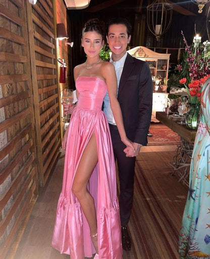 Pink Leg Split Prom Dress Women Sexy Party Dresses P1152