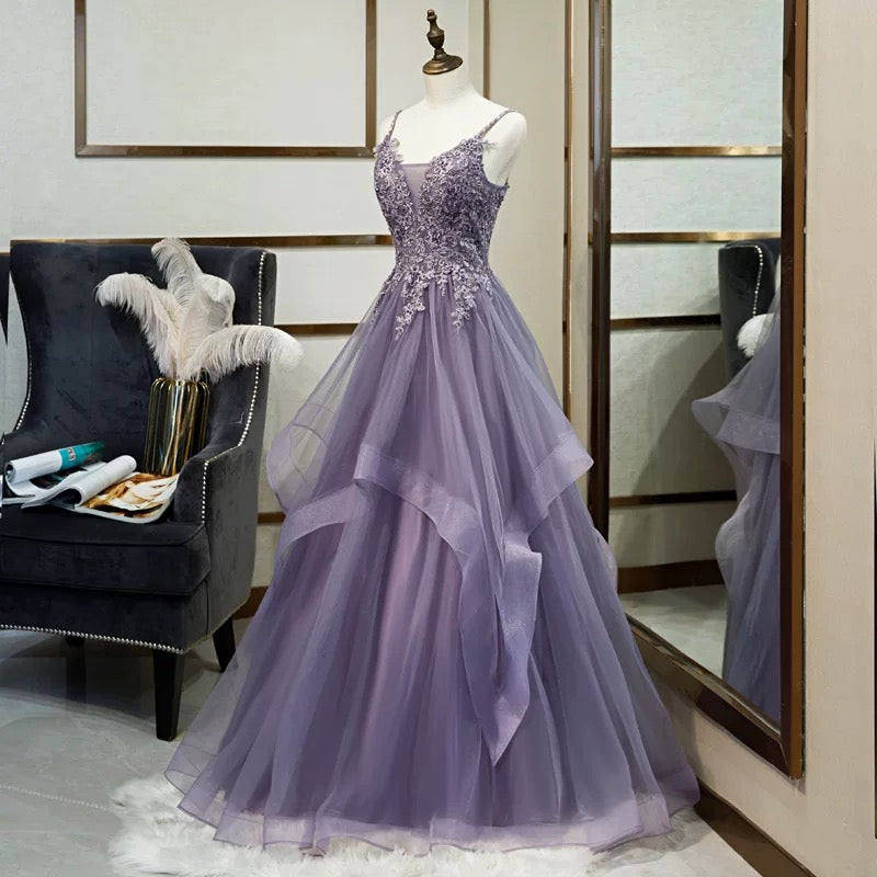Ball Gown Floor Length Sleeveless Lace Prom Dress P1174