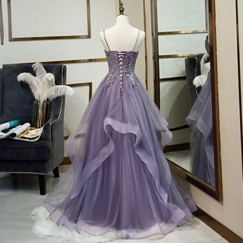 Ball Gown Floor Length Sleeveless Lace Prom Dress P1174