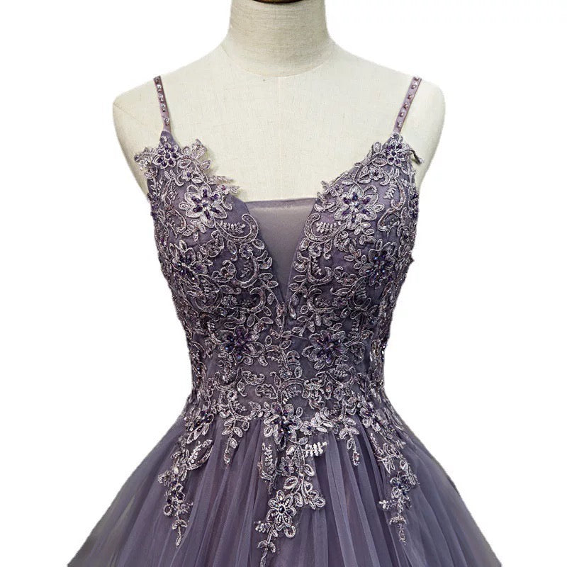 Ball Gown Floor Length Sleeveless Lace Prom Dress P1174