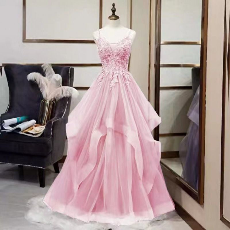 Ball Gown Floor Length Sleeveless Lace Prom Dress P1174