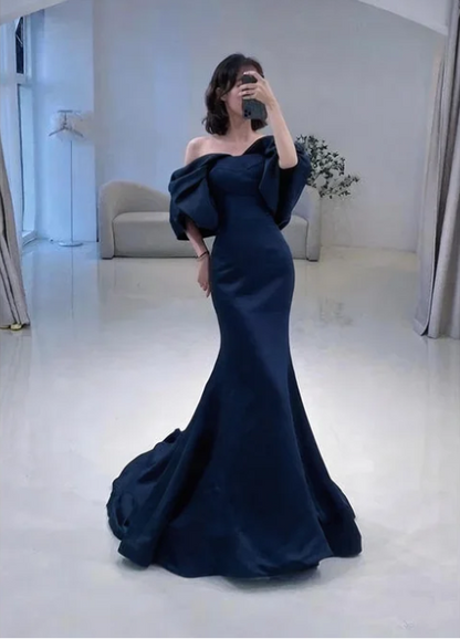Mermaid Off The Shoulder Dark Green Long Prom Dress P1268