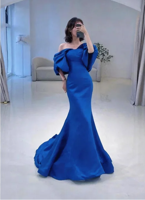 Mermaid Off The Shoulder Dark Green Long Prom Dress P1268