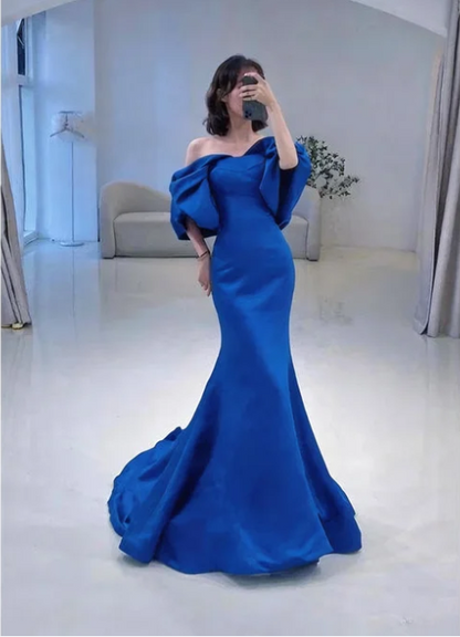 Mermaid Off The Shoulder Dark Green Long Prom Dress P1268