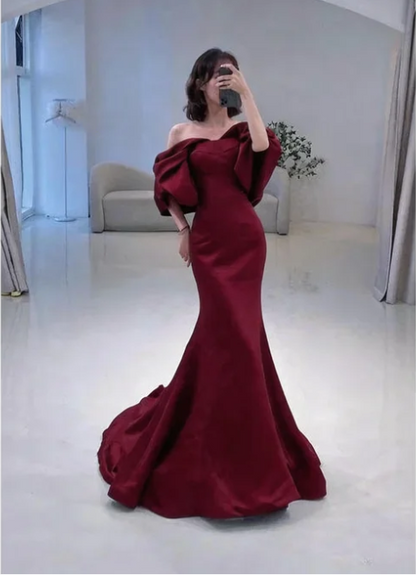 Mermaid Off The Shoulder Dark Green Long Prom Dress P1268