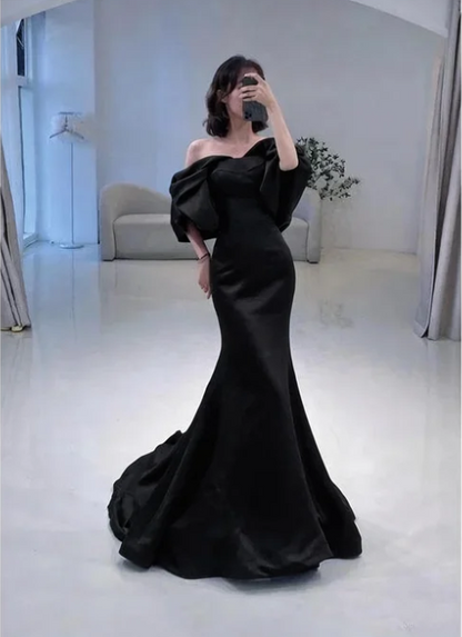 Mermaid Off The Shoulder Dark Green Long Prom Dress P1268