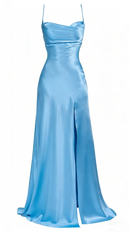 Simple Mermaid Floor Length Prom Dress With Slit 22th Birthday Outfit P1387