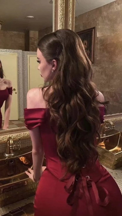 Sexy Mermaid Off the Shoulder Long Burgundy Prom Dresses with Lace Up P1499