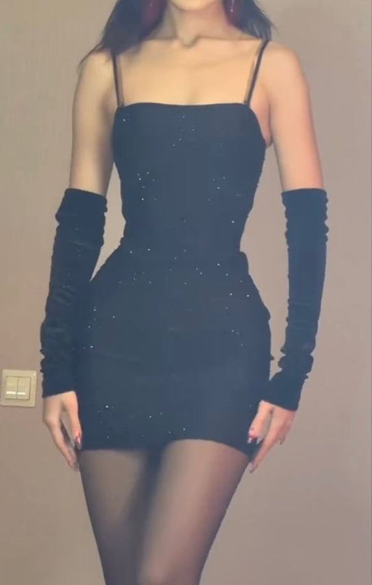 Sexy Sheath Black 16th Birthday Dresses Sequin Birthday Outfits P1527