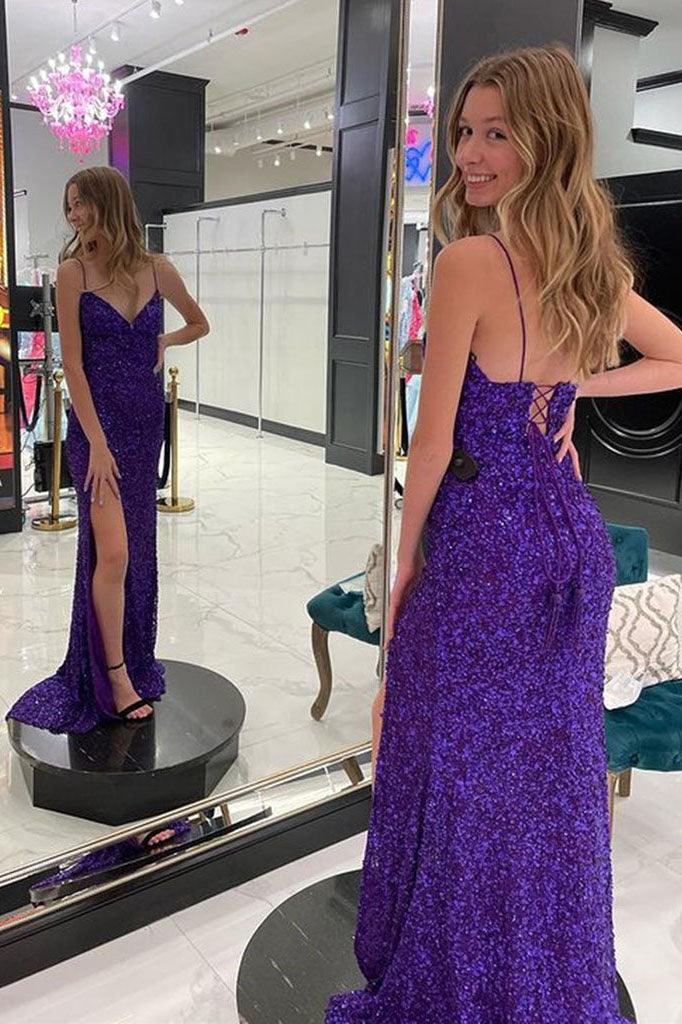 Elegant Mermaid Sequin Pink Long Prom Dresses Formal Dress P2226