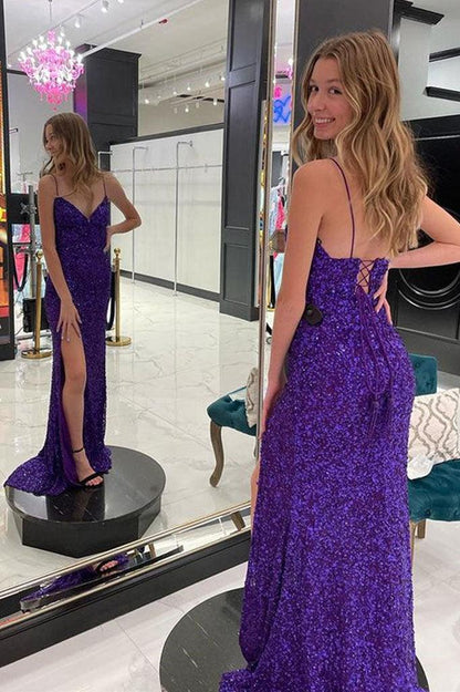 Elegant Mermaid Sequin Pink Long Prom Dresses Formal Dress P2226