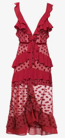 Sexy Sheath Straps Chiffon Long Tiered Burgundy Prom Dress P1753