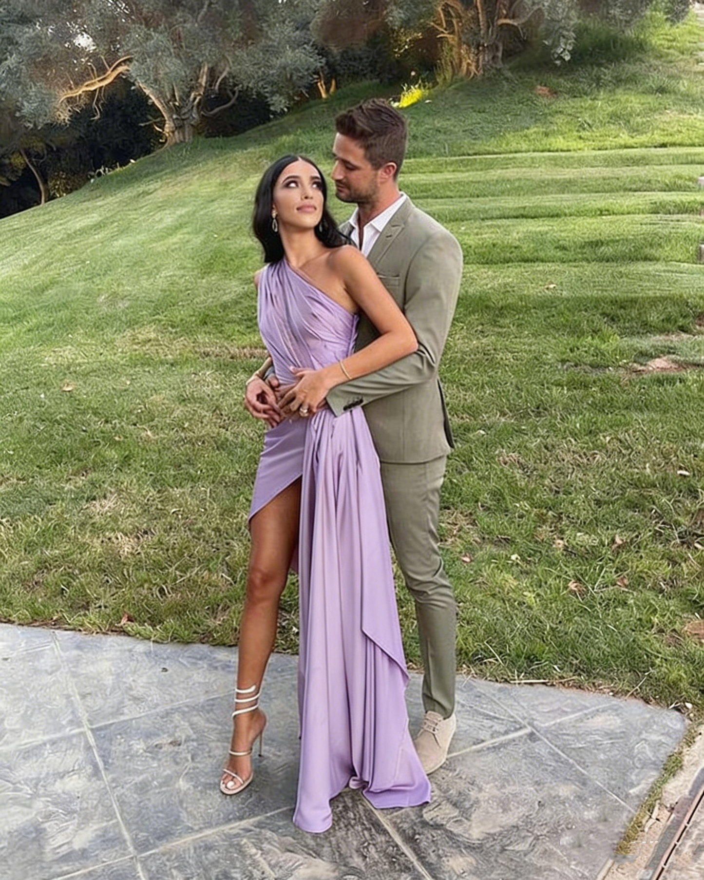 Sexy One Shoulder Satin Side Slit Long Evening Prom Dresses P1755