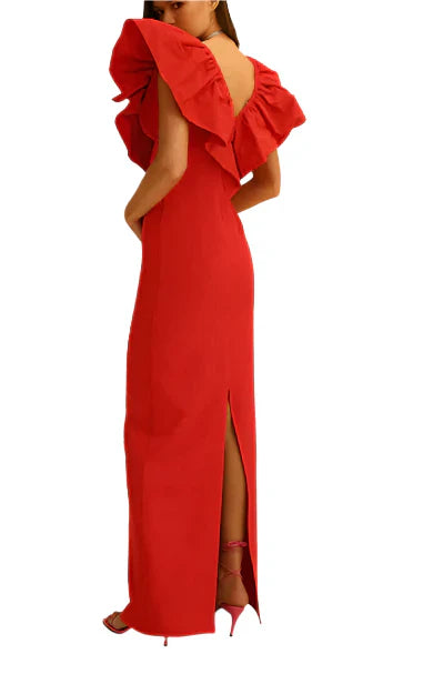 Sexy Sheath V neckline Red Long Prom Dresses 22th Birthday Outfit P1789