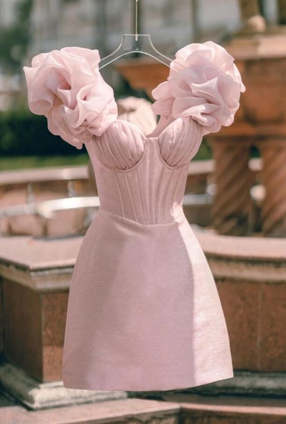 Cute Pink Stunning Short Homecoming Dresses 18th Birthday Outfits P1828